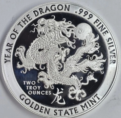 2025 2oz .999 Silver Proof GSM Year of the Dragon Round