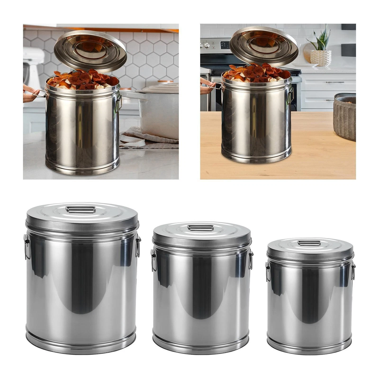 Stainless Steel Airtight Canister Flour Container Sealing Lid with Handle