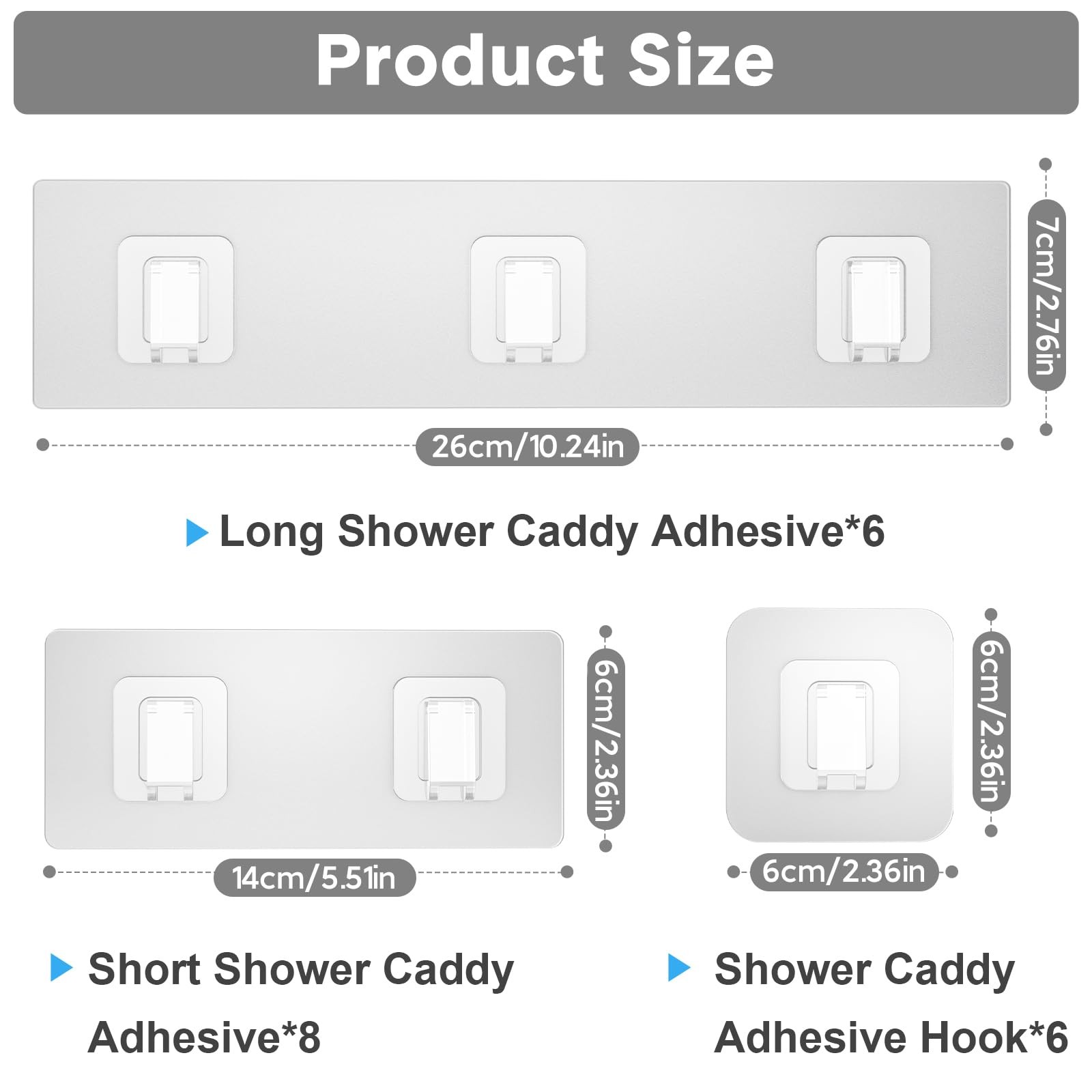 20 Pack Shower Caddy Adhesive Replacement, Waterproof Shower Shelf Adhesive S...