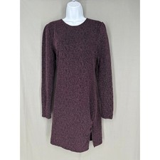 MPC Revolve Dress Women Large Black Mini Pink Glitter Party Long Sleeve Stretch