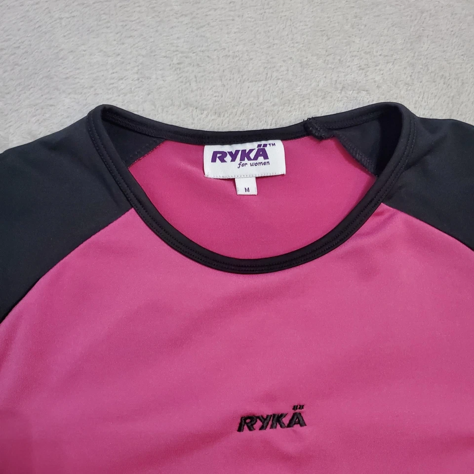 Ryka Active Top Women M Pink Black Short Sleeve Crew Neck Stretch Running - Image 4 of 4