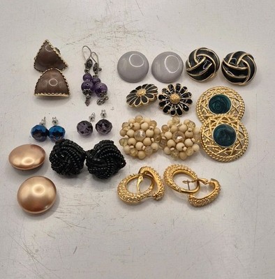Vintage Earrings Bundle Costume Jewellery Job Lot Studs Dangle X12 (1)