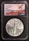 2021 SILVER EAGLE. TYPE 1. FIRST RELEASES. NGC CERTIFIED MS69. CERT.#6090008-074
