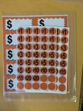 2 Pack Garage Sale Price Stickers Bundle Neon Orange Pre-Priced Blank Labels