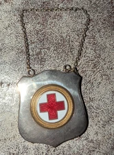 Antique Austrian Red Cross / Ambulance Emblem Badge on Chain