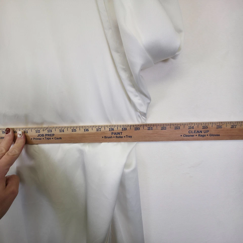 Bata Flora Nikrooz para mujer L blanca satinada encaje ribete ropa de dormir nupcial atemporal elegante Foto 3 de 4