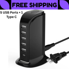 USB Charging Station for Multiple Devices, Multiport Charger Tower, USB-C Port S