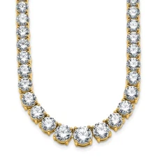 14k Yellow Gold 40 3/8 Ct Lab Grown Diamond Complete Round Tennis Necklace 20"