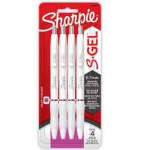 SHARPIE S-Gel Gel Pens Medium Point (0.7mm) Pearl White Body 4 Count Berry Pink