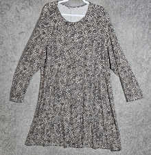 Old Navy Swing Dress Womens Sz XXL Brown Black Animal Print Long Sleeve Stretch