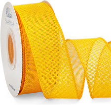 Yellow Burlap Wired Ribbon,1-1/2 Inch x 10 Yard, Wired Edge Ribbon for Big Bow,W