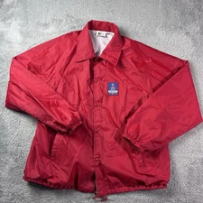 Vintage 80s K-Brand Sherwin Williams Red Satin Nylon Jacket 2XL USA Made Promo