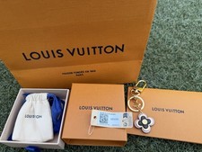 Louis Vuitton M63085 Flower Charm Key Chain Gold Pink Metal Leather Logo