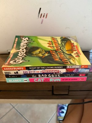Goosebumps Night Living Dummy Bad Kitty President Bad Guys Cat Run 4 Book Lot