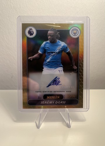 Jeremy Doku Gold Auto /50 Topps Merlin Premier League 2025-26