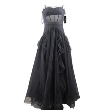 Betsy  Adam Women's Ball Gown Dress Size 8 Black Tulle Mesh Formal 5503