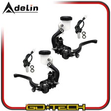 COPPIA POMPE FRENO FRIZIONE RADIALI 19mm+14mm MOTO CROSS MOTARD ENDURO Nere