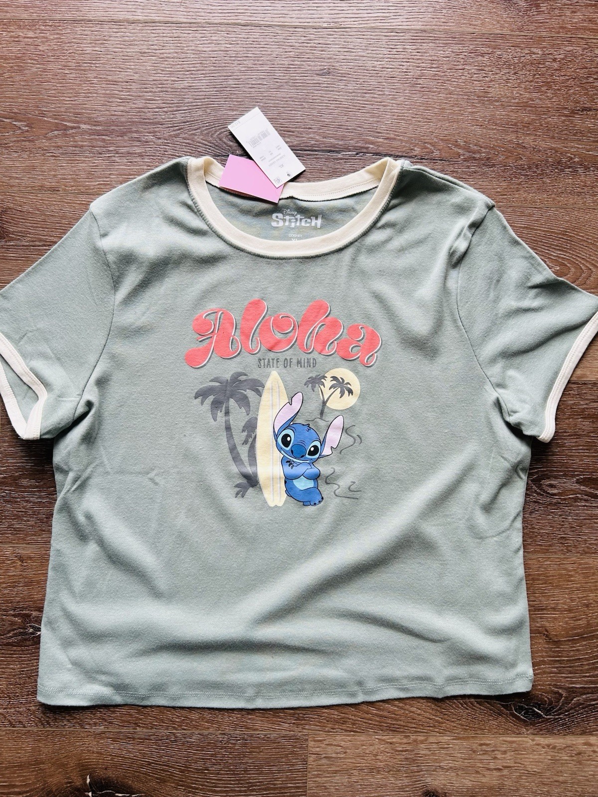 Disney Stitch Aloha State Of Mind Graphic Tees Ringer New With Tag XL-image
