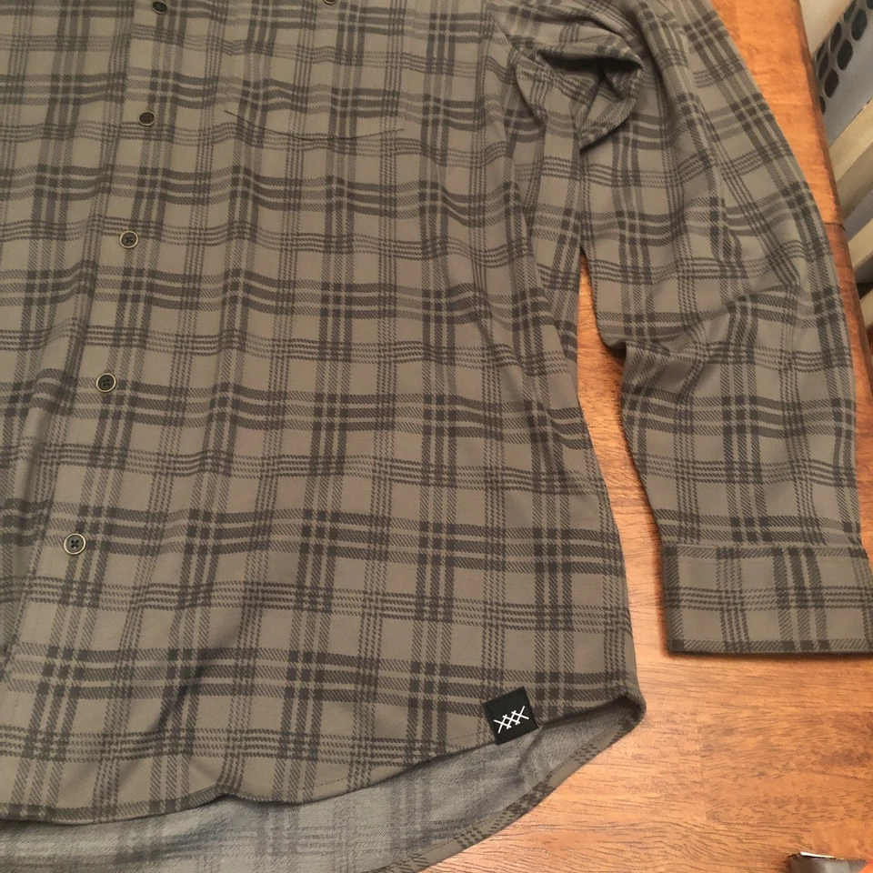 Camisa de Franela Rhone Hardy Para Hombre Talla XL Marrón Manga Larga Exterior Ligera Foto 4 de 4