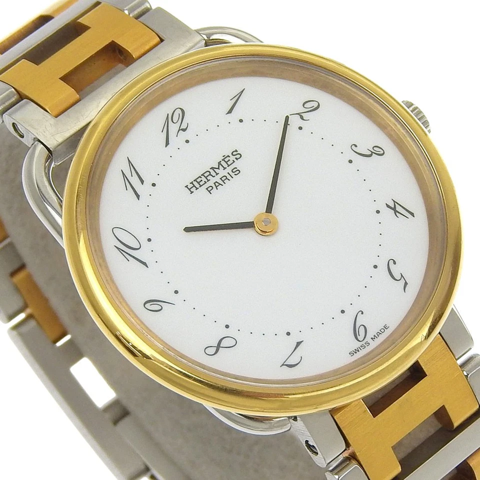Relojes HERMES Arceau plata/oro esfera blanca acero inoxidable/oro chapado en oro qu... Foto 3 de 4