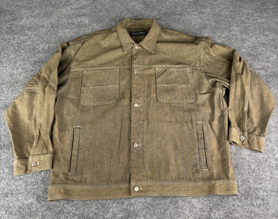 Vtg Pelle Pelle Marc Buchanan Jacket Mens Size XXL Brown Denim Y2K 