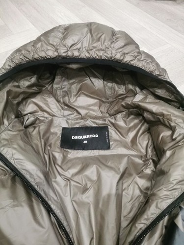 DSQUARED2 KHAKI/gold GOOSE DOWN QUILTED PUFFER JACKET SIZE 48 - Picture 4 of 7