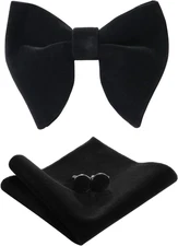 Bow Ties for Men Pre-Tied Bow Tie Vintage Tuxedo Oversized Velvet Bow Ties Cuffl