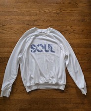 Spiritual Gangster Womens White Soul Print Crewneck Sweatshirt Size Large