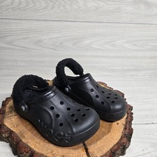 Crocs Solid Black Baya Lined Clogs Slip On Shoes Adult Men's 5 - Women's 8