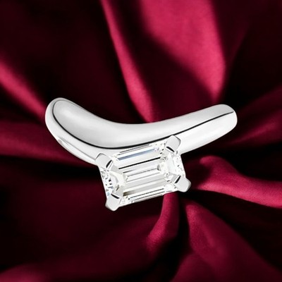 Premium Diamant Platin Ring 1 Karat Smaragd Lab Grown E F VVS CVD IGI PT950
