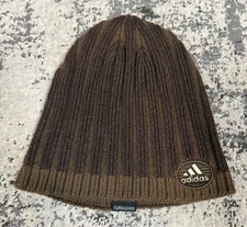 Adidas Climawarm Beanie Hat Brown Knit One Size Cotton Acrylic Logo