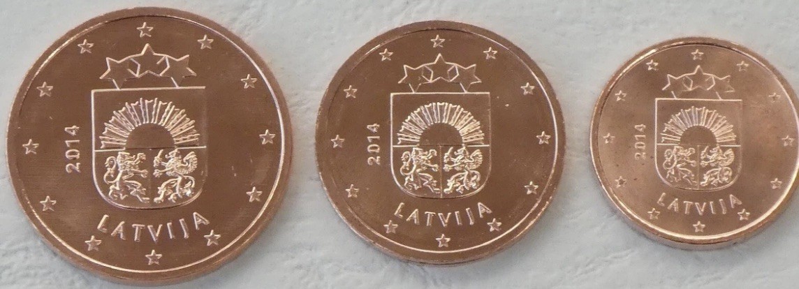 Latvia 3 Coins Set 1, 2, 5 Santim Uncirculated , World Coins