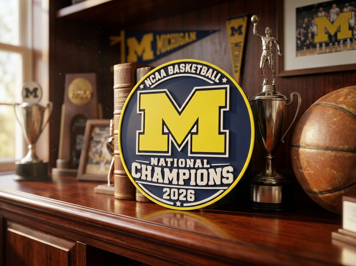 Michigan Wolverines NCAA Basketball National Champions 2026 3D