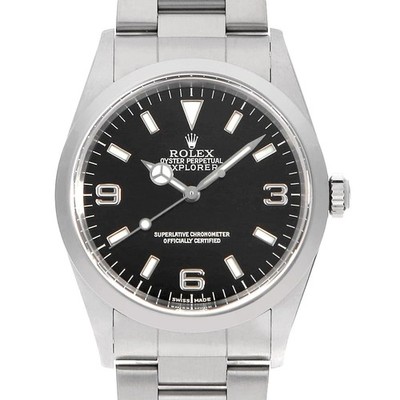 ROLEX Explorer I 14270 schwarz P Nummer gebraucht Herren