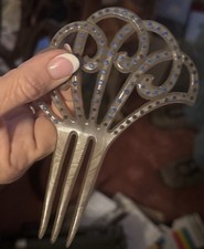 ART DECO VINTAGE FLAPPER Hair Pin W/ Electric Blue Rhinestones-1920s