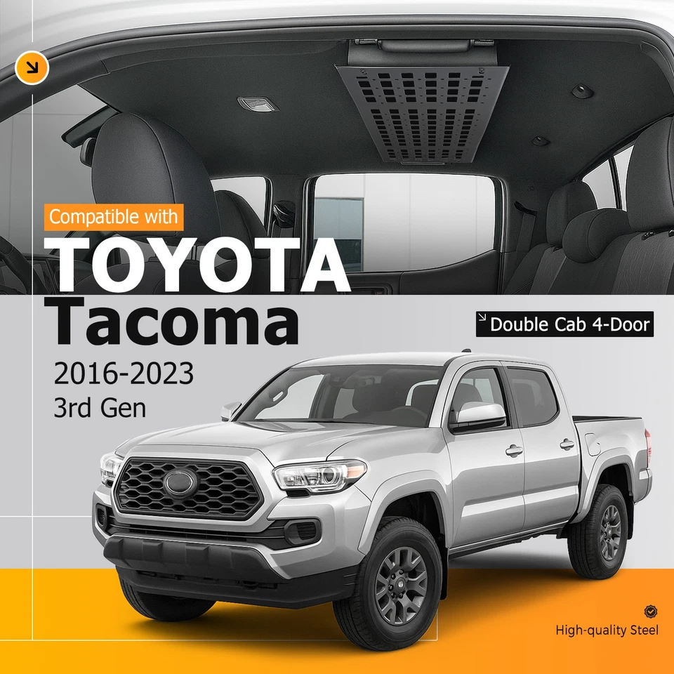 Overhead Molle Panel Roof Rack For Toyota Tacoma 3rd Gen Double Cab 2016-2023 Foto 3 de 4