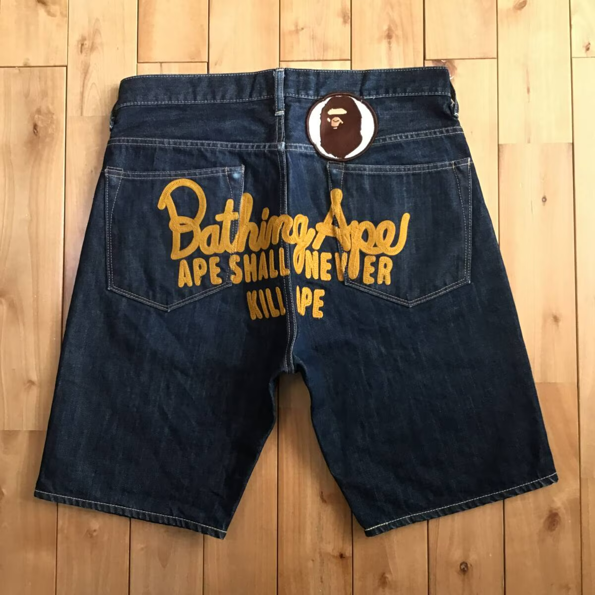 BAPE Champion embroidered denim shorts A Bathing Ape Size M | eBay