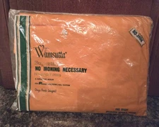 Vintage Wamsutta Superlin Standard Double Fitted Sheet Orange Muslin No Iron USA