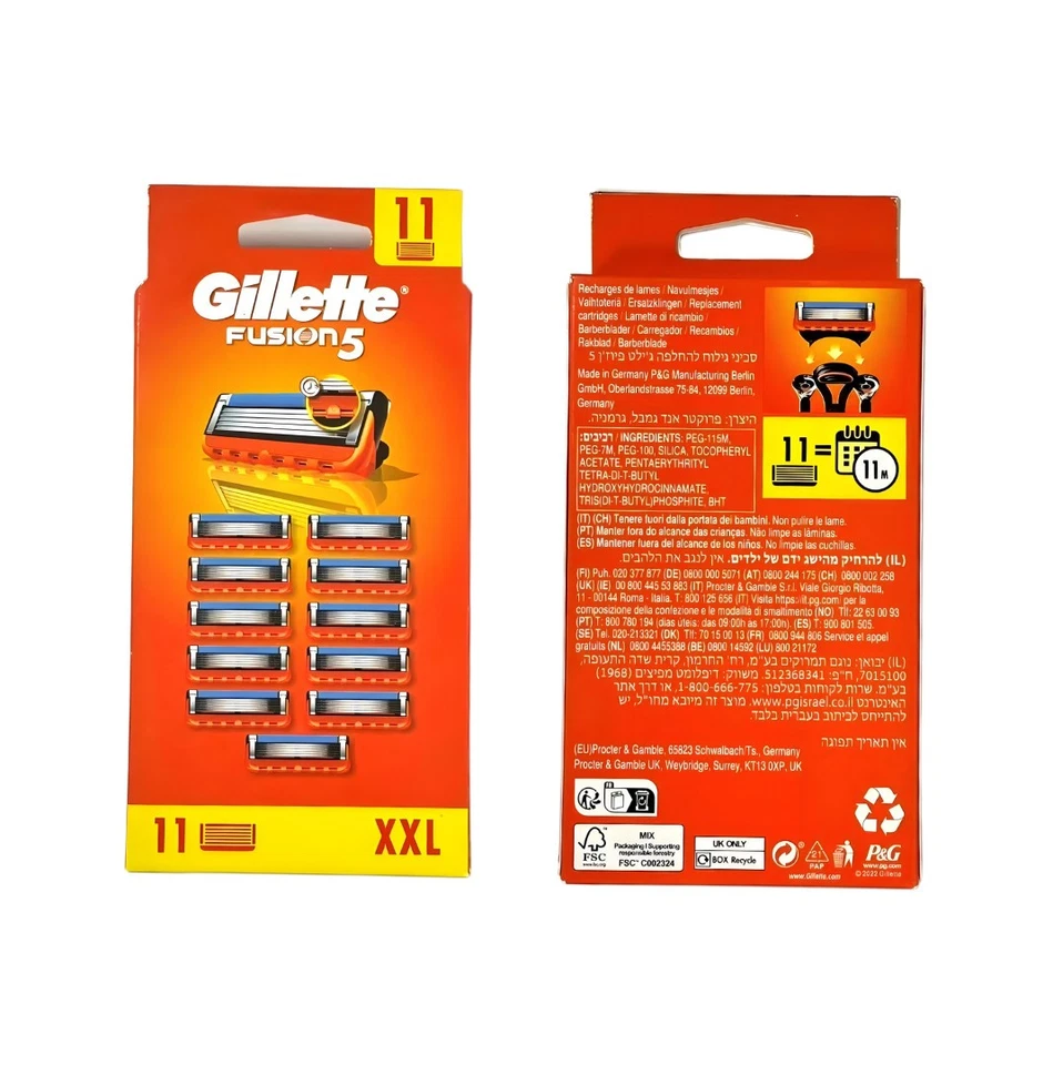 11X Gillette Fusion5 Rasierklingen Wahlweise 11er Pack mit oder ohne-MLOO