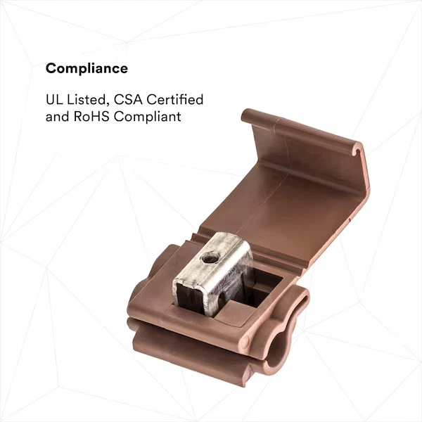 Insulation-Displacement Wire Connector, 10 AWG Max, 2 Port, Brown, Polypropylene - Image 2 of 4