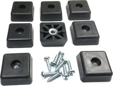 8 Large Square Rubber Feet Foot Bumpers W/Stainless Screws - .590 H X 1.500 W -