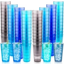 48 Pcs Plastic Restaurant Tumblers Plastic Reusable Cups Stackable Drinking G...