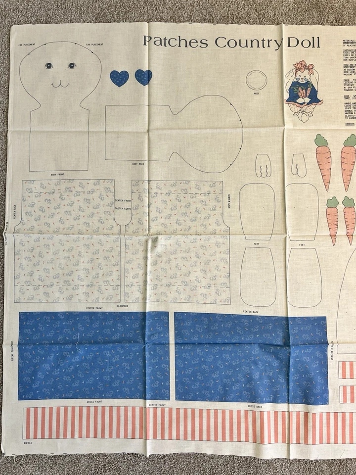 Patches The Country Doll Bunny Cut And Sew Pattern Stuffed Animal  - Image 3 of 4