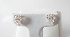 14K Yellow Gold 9mm X 6mm Pear Cut Cubic Zirconia Post Stud Earrings Basket Set