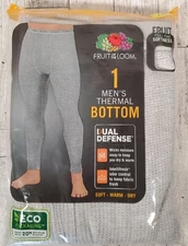 Fruit of the Loom Shirt Base Layer L & XL Mens Gray Thermal Bottom NEW