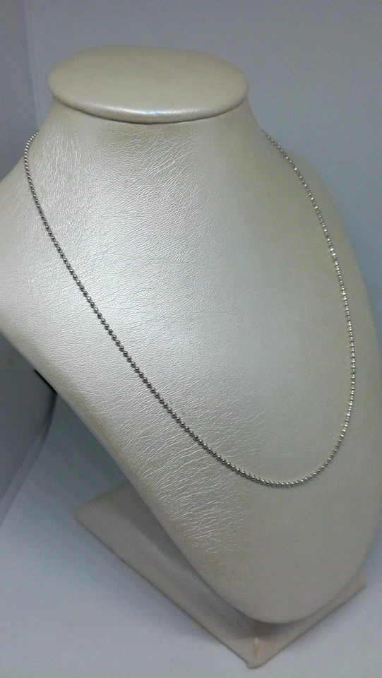 Collana Argento 925/1000 Rodiato - Sfere Pallini Unisex da mm 1 - cm da 40 a 100 - Immagine 2 di 2