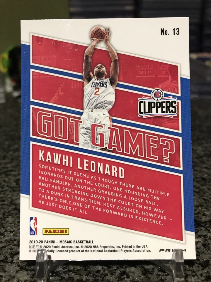 2019-20 Panini Mosaic Got Game? #13 Kawhi Leonard Prizm Refractor Parallel SP!!! - Image 2 of 2