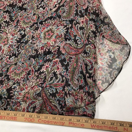 Vintage CHARTER CLUB Silk Midi Skirt Women 8 Sheer Lined Floral Brocade Knee - Picture 13 of 14