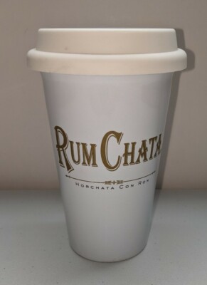 Rum Chata ''Horchata Con Ron'' 6'' T Ceramic Travel Coffee Mug w/ Silicone Lid 