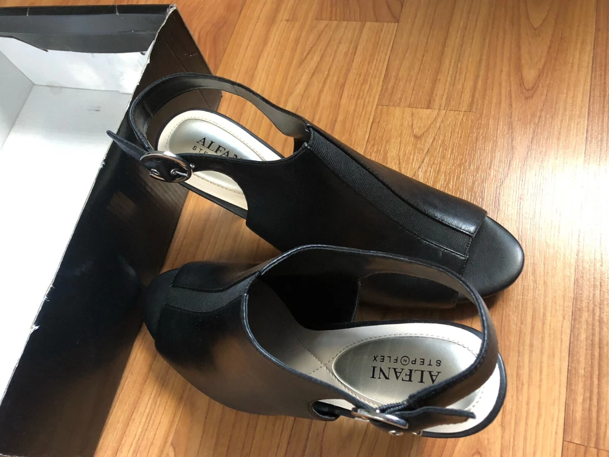 ALFANI WMN Jalenne Step N Flex Slingback Shooties Black Leather US 9M